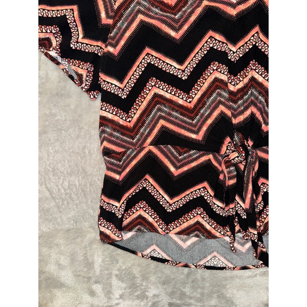 Maurices Shirt Womens L‎ Pink Black Bohemian Hippie Artsy Western Tie-Front - Picture 7 of 14